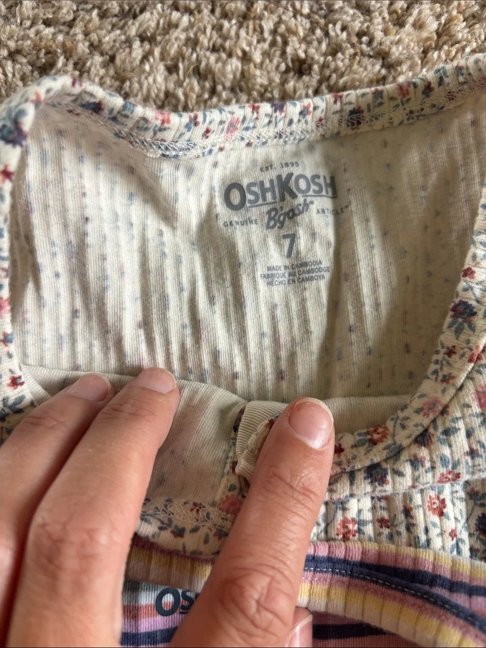 OshKosh B'gosh Striped and Floral Long-Sleeve Henley Tops in Multicolor